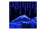 LED διακοσμητικά φώτα κουρτίνα μπλε επεκτεινόμενη 4.5m σε διαφανές καλώδιο