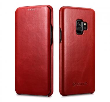 Θήκη iCarer Δερμάτινη Samsung Galaxy S9 Curved Edge Vintage Κόκκινο