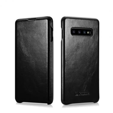 Θήκη iCarer Δερμάτινη Samsung Galaxy S10 Curved Edge Vintage Μαύρο